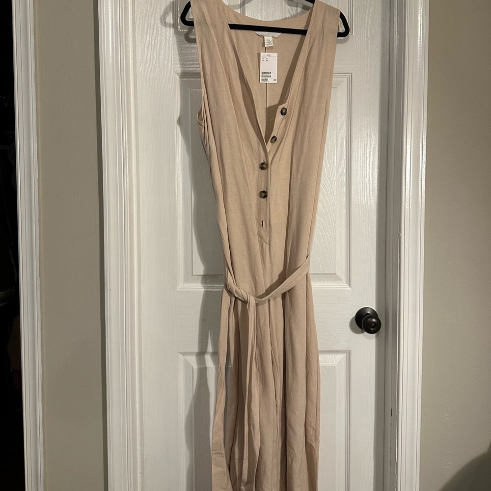 H&M Tan Linen Jumper Size 18 NEW